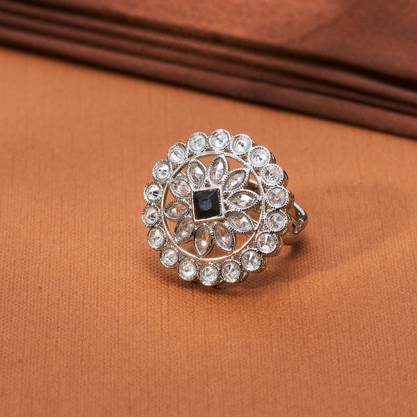 223843 Antique Adjustable Ring With Rhodium Plating