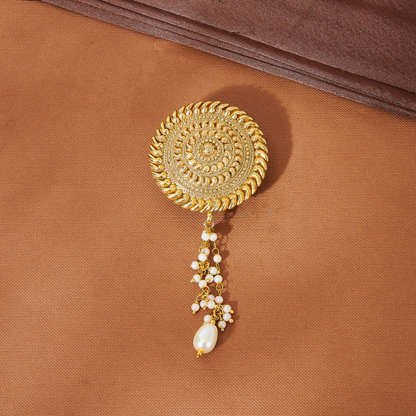 223896 Antique Plain Gold Brooch With Gold Plating