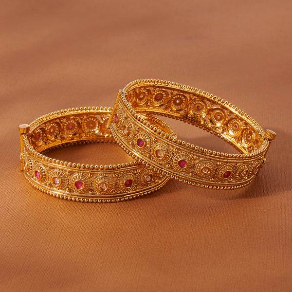 223946 Antique Openable Bangles With Gold Plating