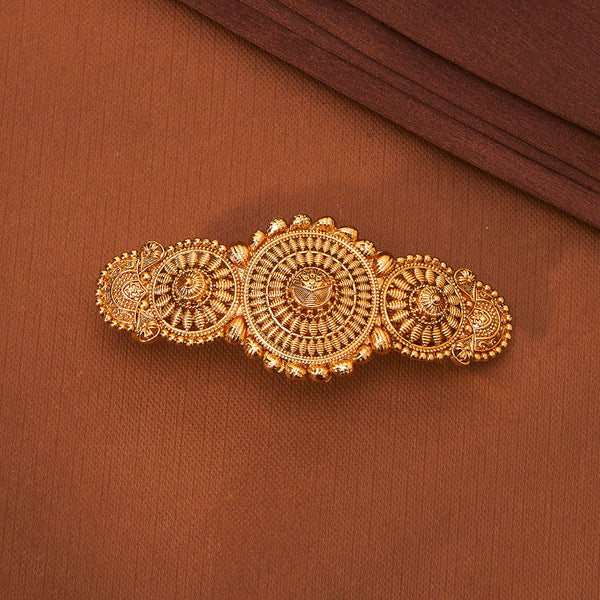 223989 Antique Plain Gold Hair Clip With Gold Plating