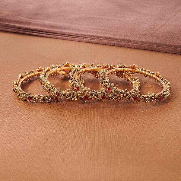 223993 Antique Classic Bangles With Matte Gold Plating