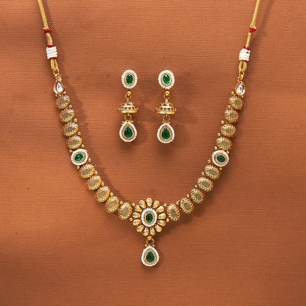 224000 Antique Classic Necklace With Matte Gold Plating