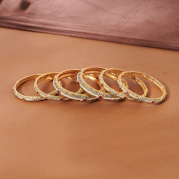 224025 Antique Classic Bangles With Matte Gold Plating