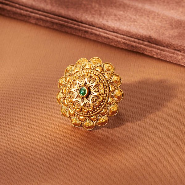 224057 Antique Adjustable Ring With Matte Gold Plating