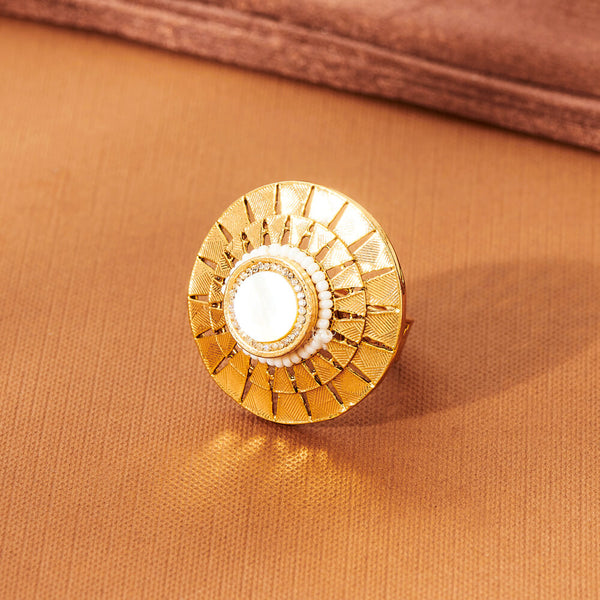 224059 Antique Adjustable Ring With Matte Gold Plating