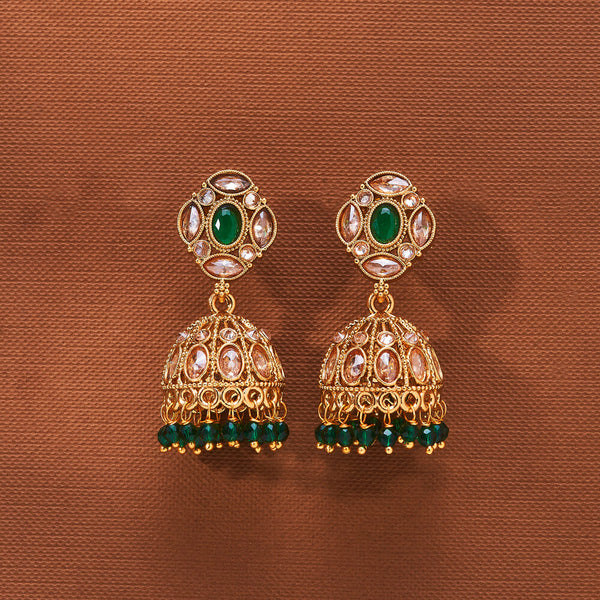 224065 Antique Jhumki With Gold Plating