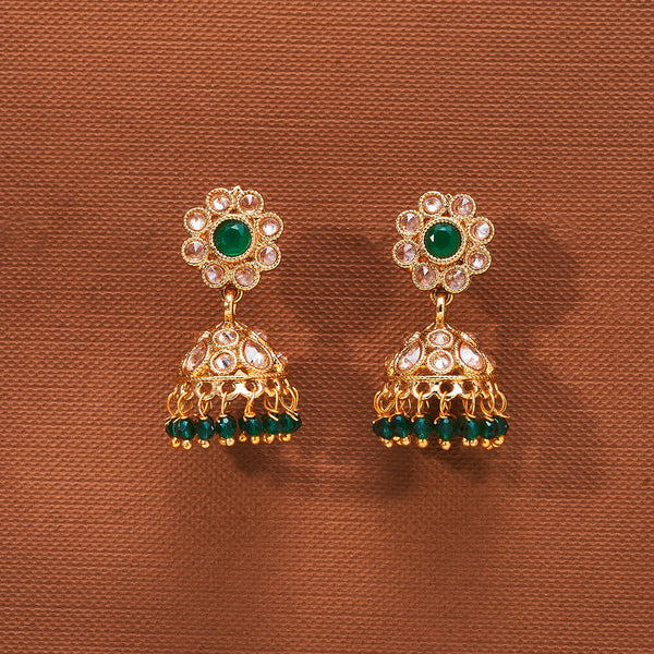 224066 Antique Jhumki With Gold Plating