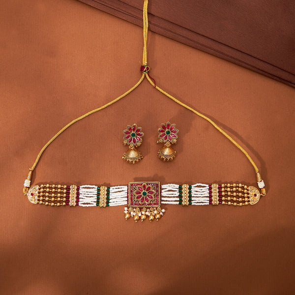 224073 Antique Classic Necklace With Gold Plating