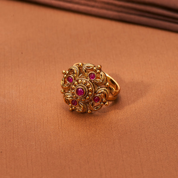 224082 Antique Adjustable Ring With Gold Plating