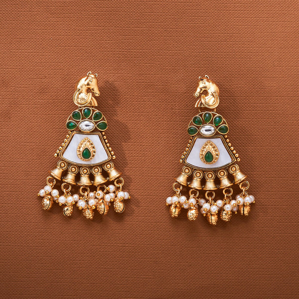 224108 Antique Peacock Earring With Matte Gold Plating