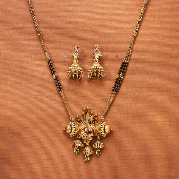 224117 Antique Classic Mangalsutra With Matte Gold Plating