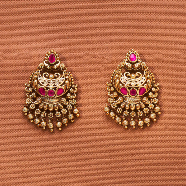 224153 Antique Chand Earring With Matte Gold Plating