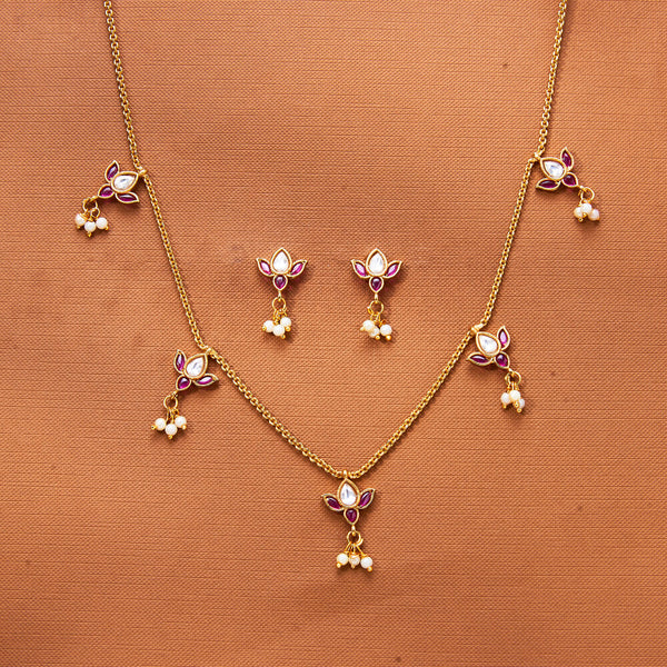 224172 Antique Pearl Necklace With Matte Gold Plating