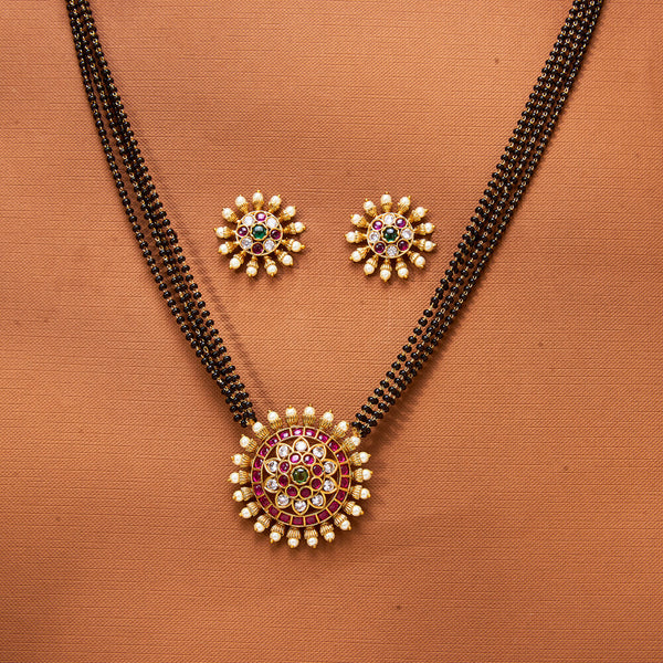 224173 Antique Moti Mangalsutra With Matte Gold Plating