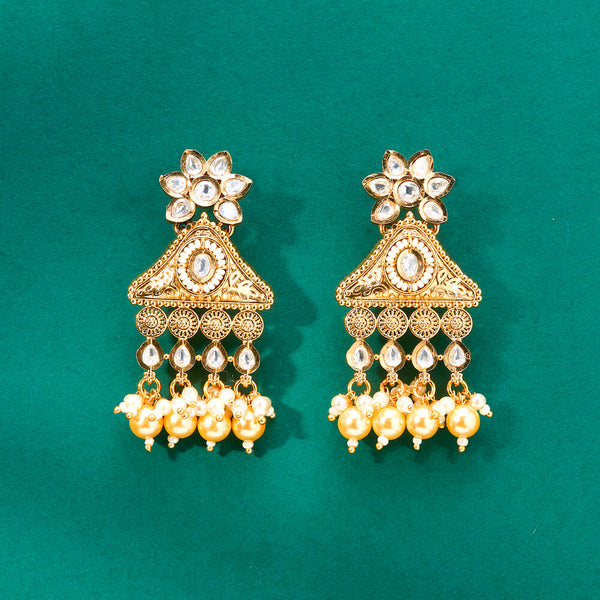 224184 Antique Classic Earring With Matte Gold Plating