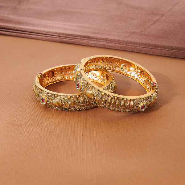 224188 Antique Openable Bangles With Matte Gold Plating