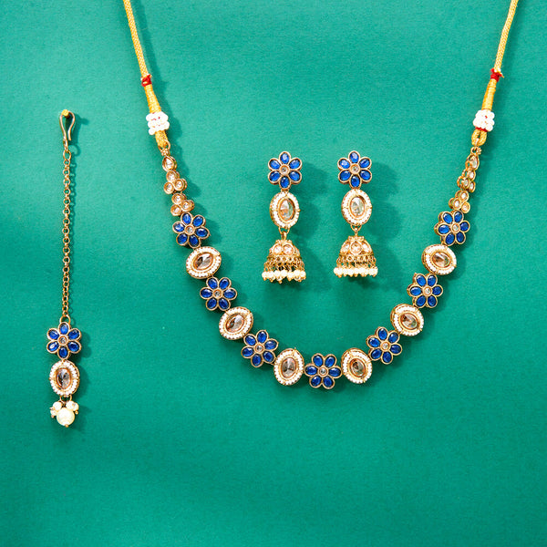 224189 Antique Delicate Necklace With Mehndi Plating