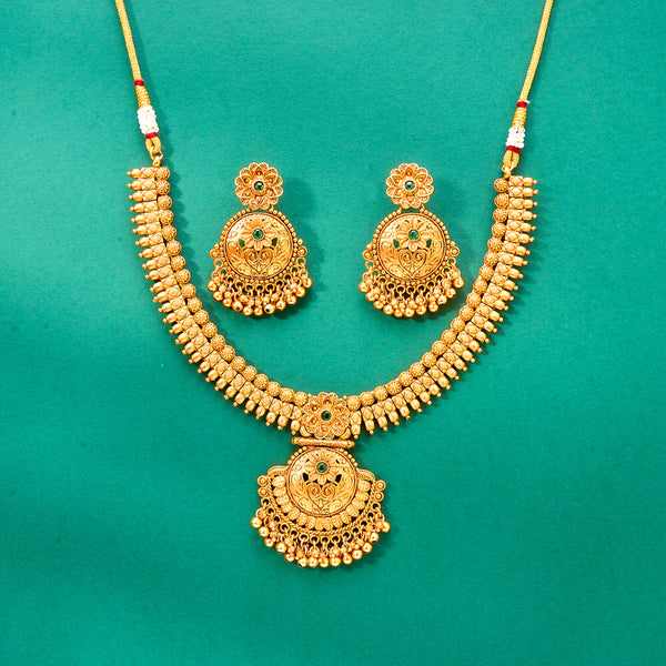 224193 Antique Classic Necklace With Matte Gold Plating