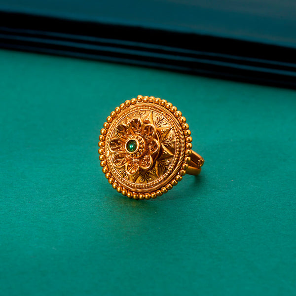 224194 Antique Adjustable Ring With Matte Gold Plating