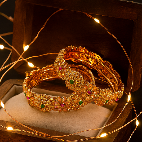 224241 Antique Openable Bangles With Gold Plating