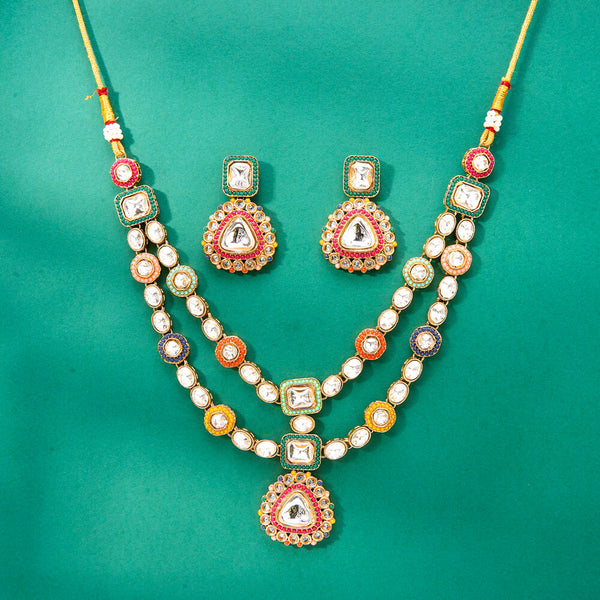 224252 Antique Classic Necklace With Mehndi Plating