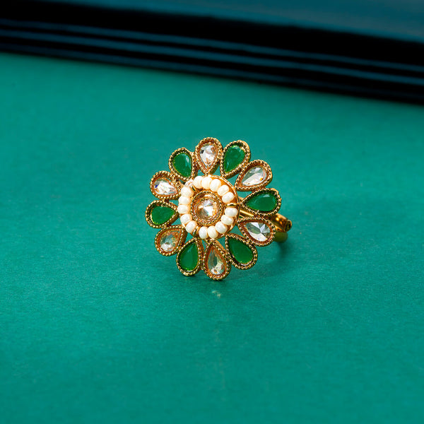 224267 Antique Adjustable Ring With Mehndi Plating