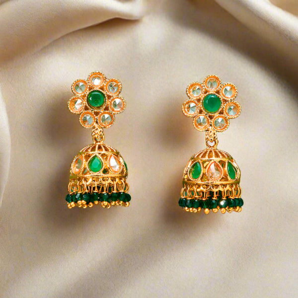 224269 Antique Jhumki With Gold Plating