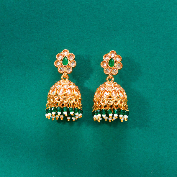 224281 Antique Jhumki With Gold Plating