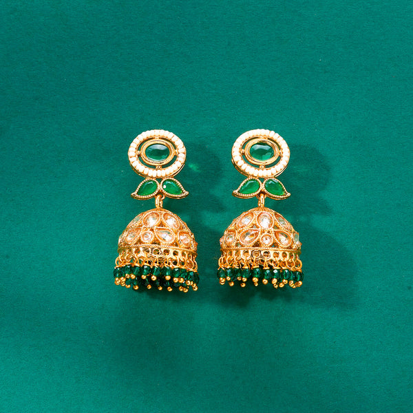 224282 Antique Jhumki With Gold Plating