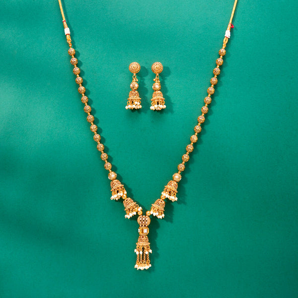 224305 Antique Mala Necklace With Gold Plating