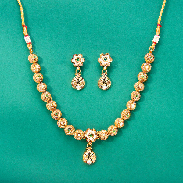 224335 Antique Classic Necklace With Matte Gold Plating