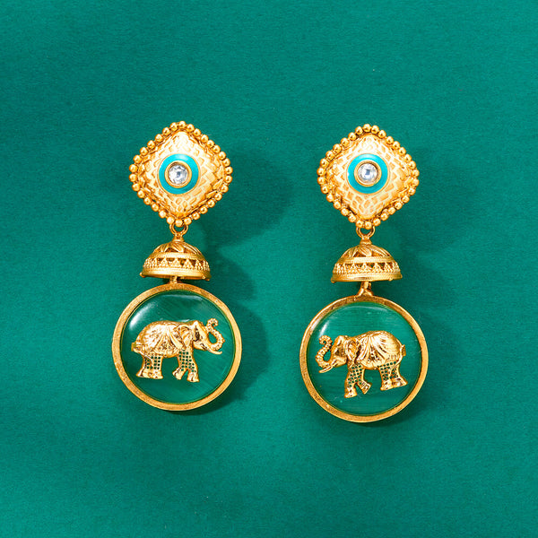 224356 Antique Meenakari Earring With Matte Gold Plating