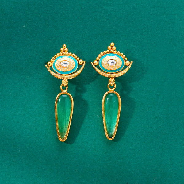 224357 Antique Meenakari Earring With Matte Gold Plating