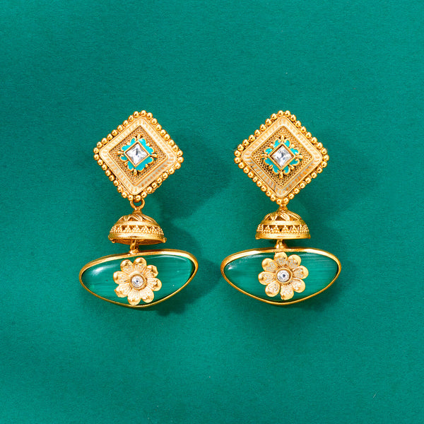 224358 Antique Meenakari Earring With Matte Gold Plating