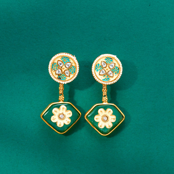 224359 Antique Meenakari Earring With Matte Gold Plating