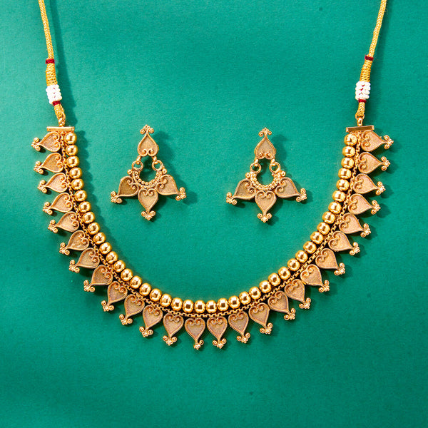 224361 Antique Plain Gold Necklace With Gold Plating