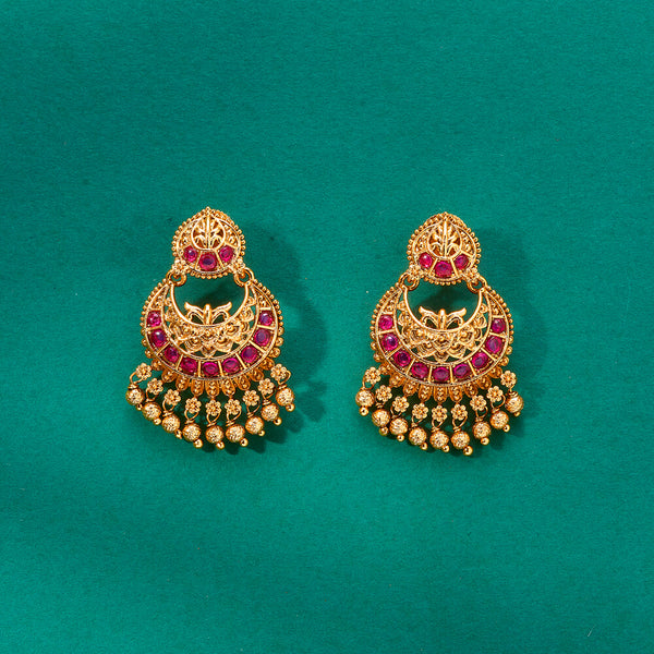 224368 Antique South Indian Earring With Matte Gold Plating