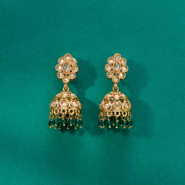 224398 Antique Jhumki With Mehndi Plating