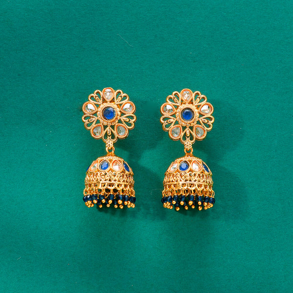 224449 Antique Jhumki With Gold Plating
