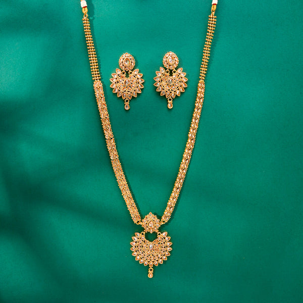 224453 Antique Long Necklace With Gold Plating