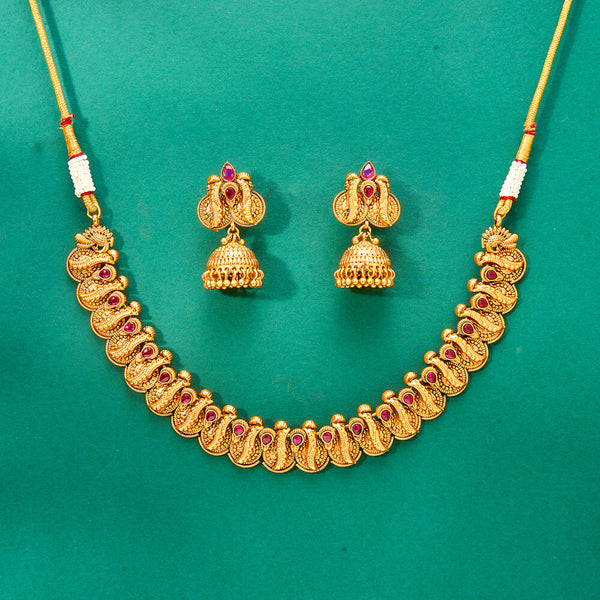 224532 Antique Classic Necklace With Matte Gold Plating