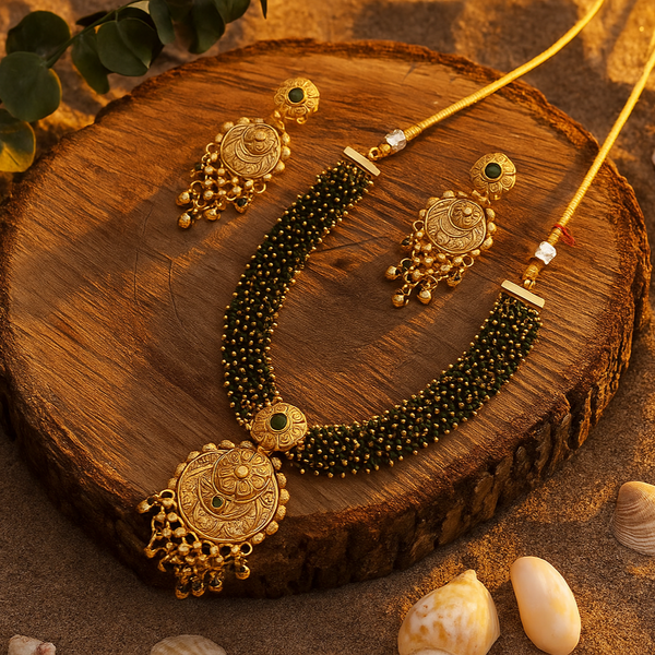224642 Antique Classic Necklace With Matte Gold Plating