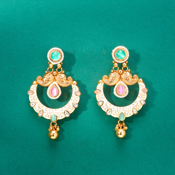 224674 Antique Meenakari Earring With Gold Plating