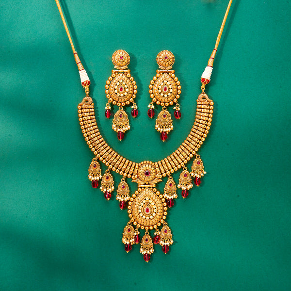 224682 Antique Classic Necklace With Matte Gold Plating