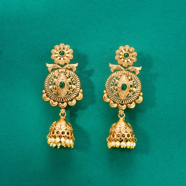 224692 Antique Jhumki With Gold Plating