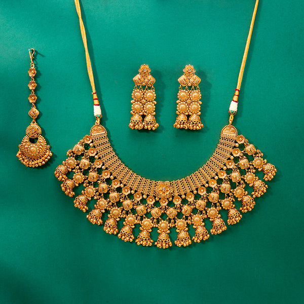 224737 Antique Classic Necklace With Matte Gold Plating