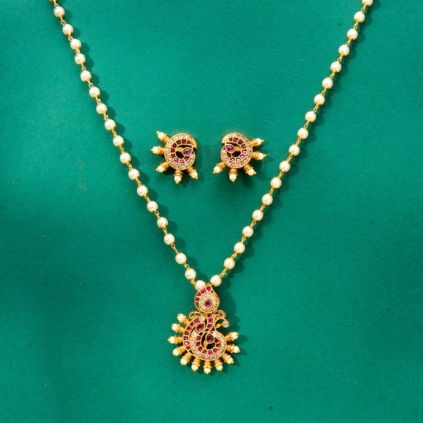 224763 Antique Moti Pendant Set With Gold Plating