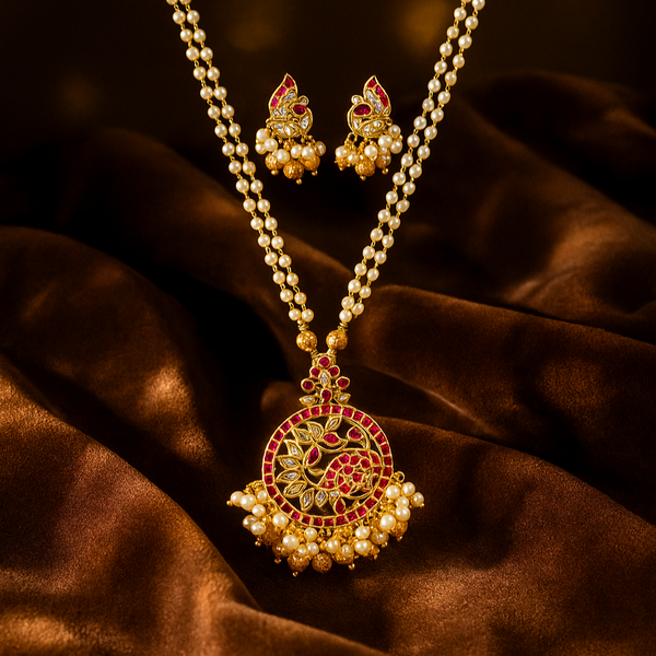 224768 Antique Moti Pendant Set With Gold Plating