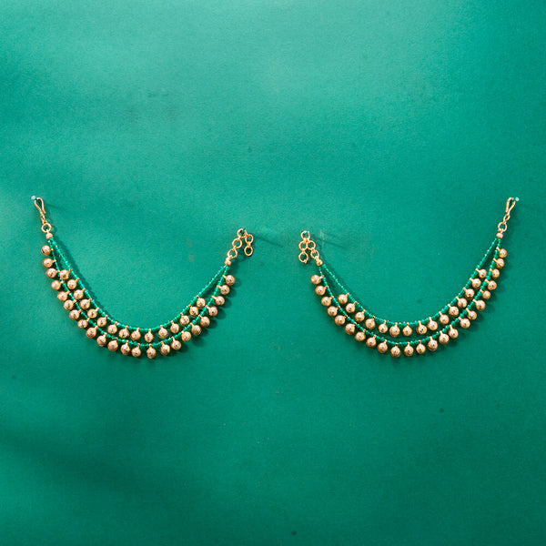 224778 Antique Pearl Ear Chain With Gold Plating