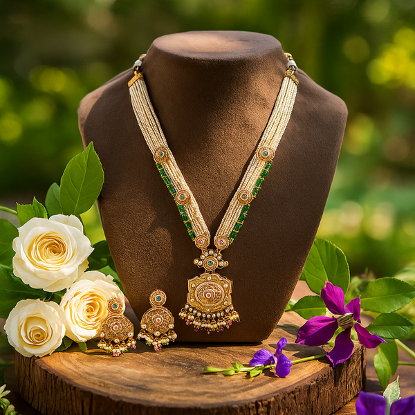 224810 Antique Long Necklace With Gold Plating